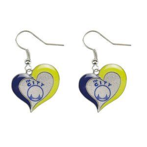Golden State Warriors " THE CITY " Silver Swirl Heart Dangle Earrings